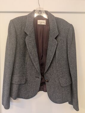 VINTAGE JH Collectibles Women's Herringbone Wool Blend Blazer - Gray